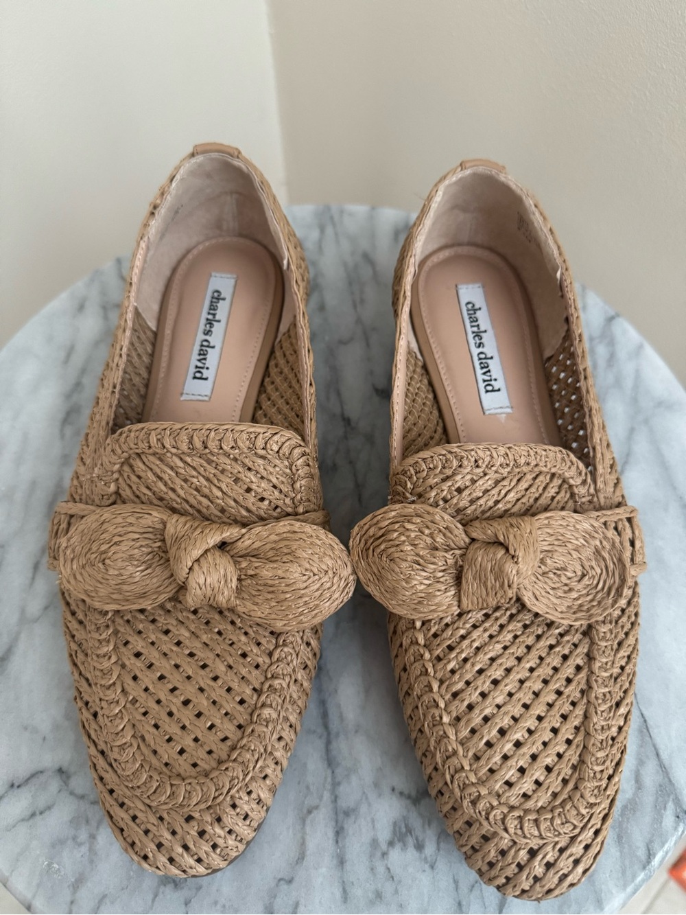 Charles David Finite Raffia Loafers Women’s Size 8.5 Tan Woven Slip On Flats - Picture 5 of 10